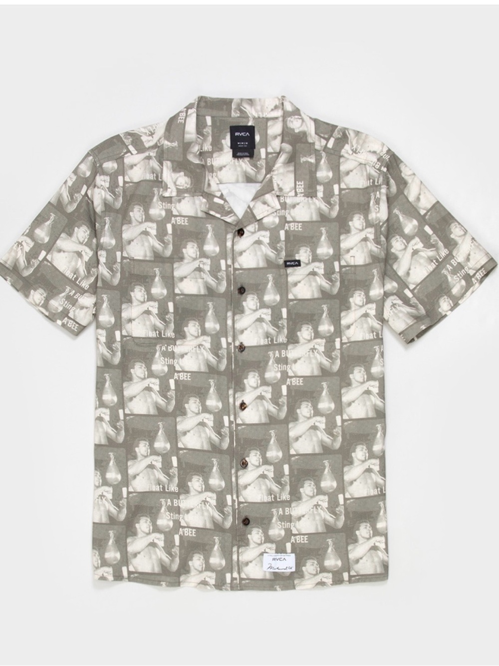 Muhammad Ali Float Like A Butterfly Sting Like A Bee RVCA shirt S Button Down